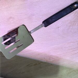 Stainless Steel Slotted Turner with Black Handle
